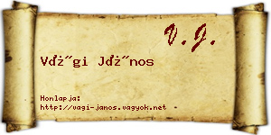 Vági János névjegykártya